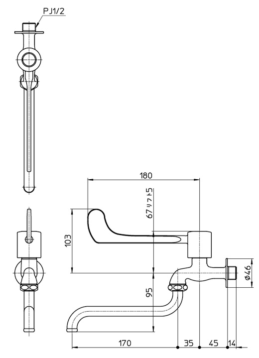SANEI 単水栓/ レバー式自在水栓 JA131-13