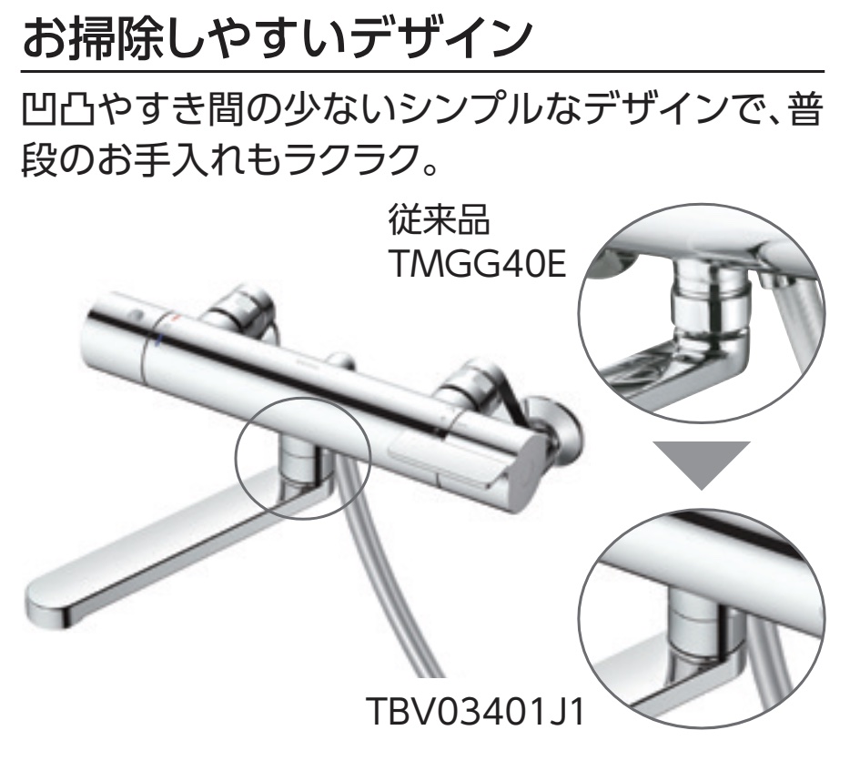 浴室蛇口TBV03401J1のデザイン