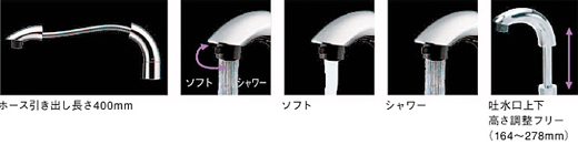 シャンプー水栓・シングルレバー混合栓 ホース付きタイプ