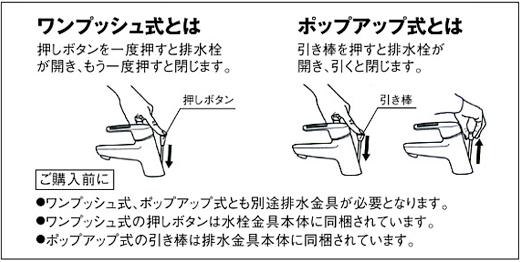 排水金具ポップアップ式とは？ワンプッシュ式とは