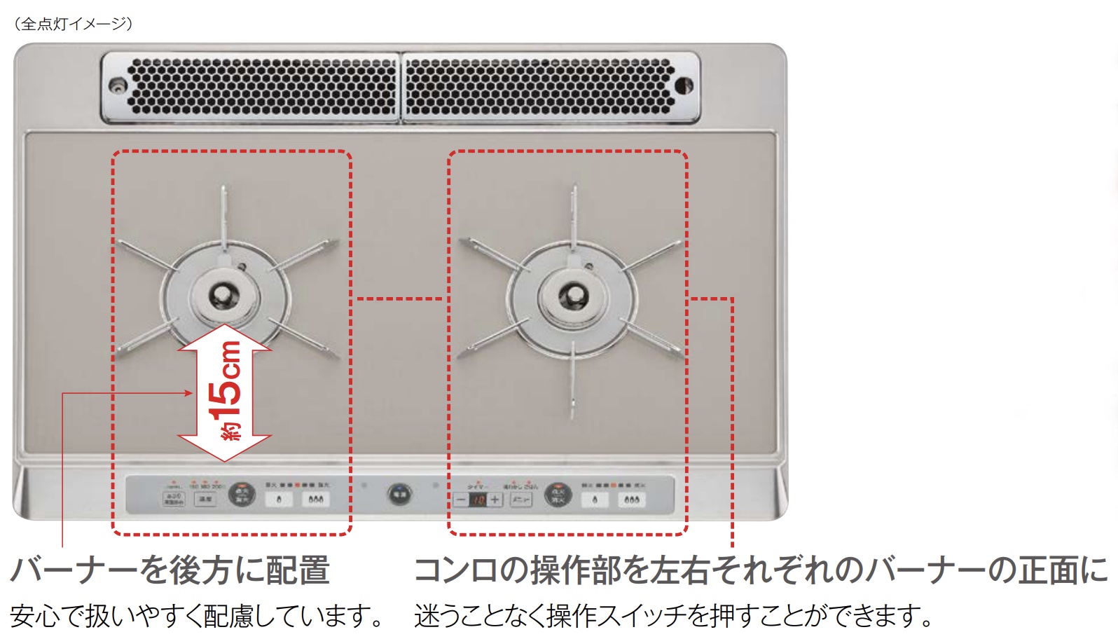 RS21W26K12RV（L/R）｜リンナイビルトインコンロのユーディア・エフ