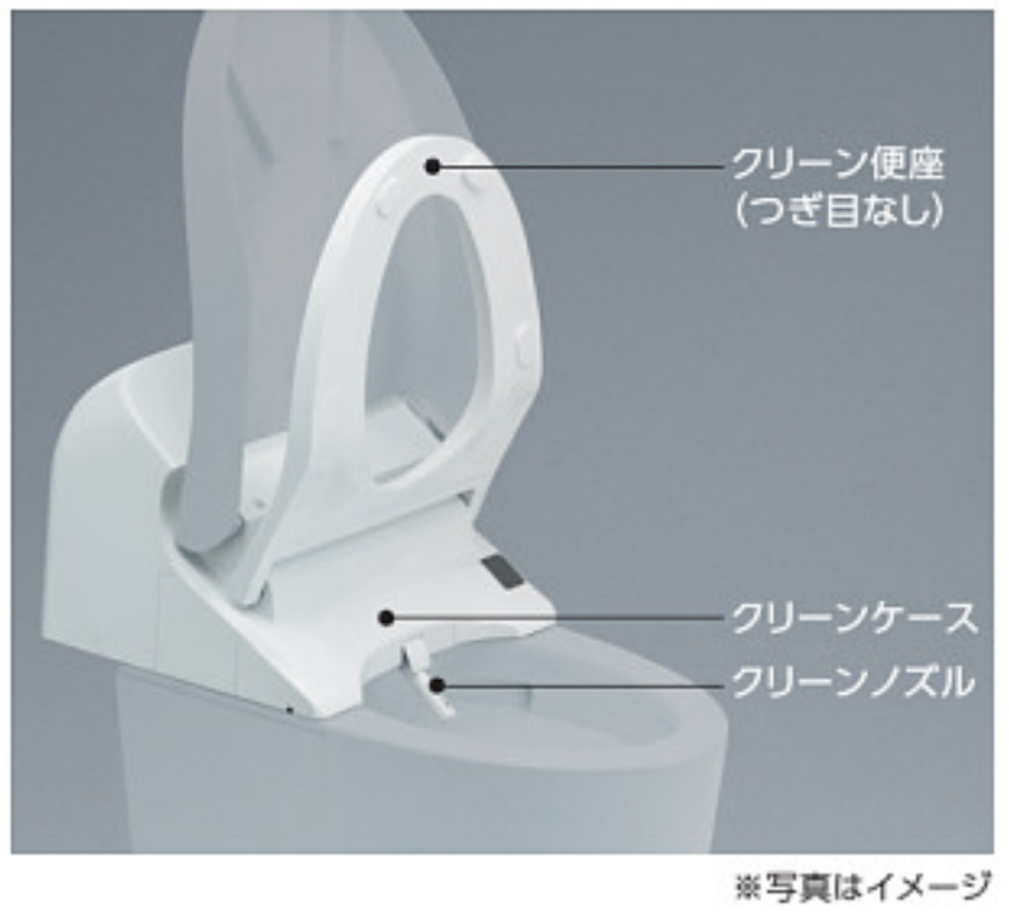 一体型トイレのクリーン便座とクリーンケース　クリーンノズル