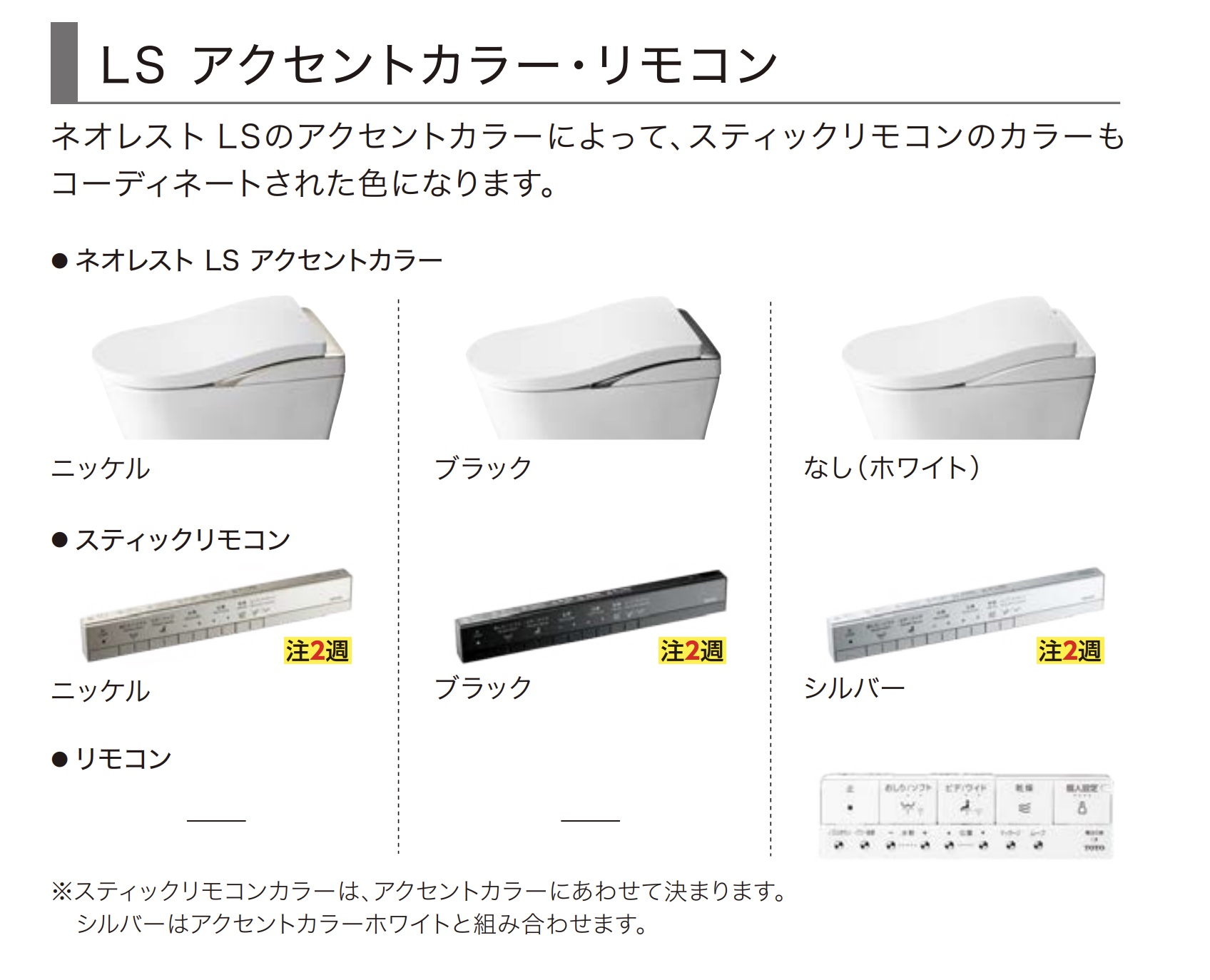 TOTOネオレストLS2のCES9820Mのカラー